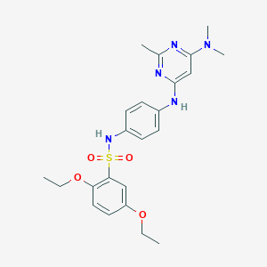 molecular formula C23H29N5O4S B11329442 N-(4-((6-(dimethylamino)-2-methylpyrimidin-4-yl)amino)phenyl)-2,5-diethoxybenzenesulfonamide 