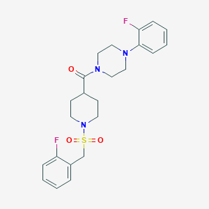 molecular formula C23H27F2N3O3S B11329453 {1-[(2-Fluorobenzyl)sulfonyl]piperidin-4-yl}[4-(2-fluorophenyl)piperazin-1-yl]methanone 