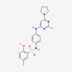 2-methoxy-5-methyl-N-(4-((2-methyl-6-(pyrrolidin-1-yl)pyrimidin-4-yl)amino)phenyl)benzenesulfonamide