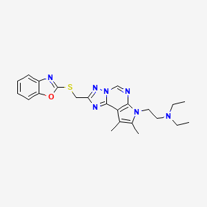 2-{2-[(1,3-benzoxazol-2-ylsulfanyl)methyl]-8,9-dimethyl-7H-pyrrolo[3,2-e][1,2,4]triazolo[1,5-c]pyrimidin-7-yl}-N,N-diethylethanamine