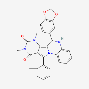 molecular formula C29H24N4O4 B11329464 9-(1,3-benzodioxol-5-yl)-12,14-dimethyl-17-(2-methylphenyl)-1,8,12,14-tetrazatetracyclo[8.7.0.02,7.011,16]heptadeca-2,4,6,10,16-pentaene-13,15-dione 