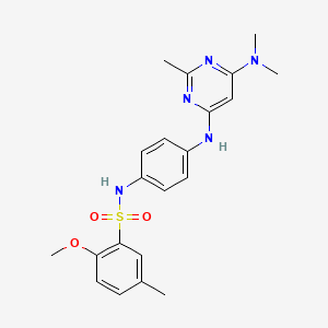 molecular formula C21H25N5O3S B11329469 N-(4-((6-(dimethylamino)-2-methylpyrimidin-4-yl)amino)phenyl)-2-methoxy-5-methylbenzenesulfonamide 