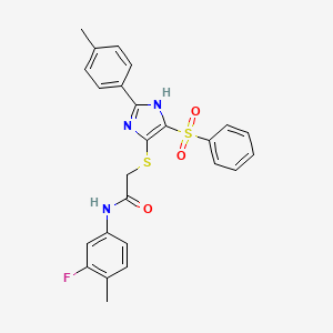 N-(3-fluoro-4-methylphenyl)-2-{[2-(4-methylphenyl)-4-(phenylsulfonyl)-1H-imidazol-5-yl]sulfanyl}acetamide