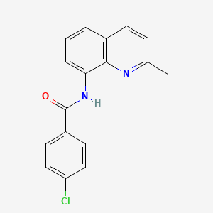 molecular formula C17H13ClN2O B11329507 4-chloro-N-(2-methylquinolin-8-yl)benzamide 