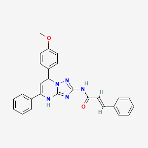 molecular formula C27H23N5O2 B11329512 (2E)-N-[7-(4-methoxyphenyl)-5-phenyl-4,7-dihydro[1,2,4]triazolo[1,5-a]pyrimidin-2-yl]-3-phenylprop-2-enamide 