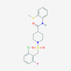 molecular formula C20H22ClFN2O3S2 B11329539 1-[(2-chloro-6-fluorobenzyl)sulfonyl]-N-[2-(methylsulfanyl)phenyl]piperidine-4-carboxamide 