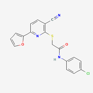 molecular formula C18H12ClN3O2S B11329558 N-(4-chlorophenyl)-2-{[3-cyano-6-(furan-2-yl)pyridin-2-yl]sulfanyl}acetamide 