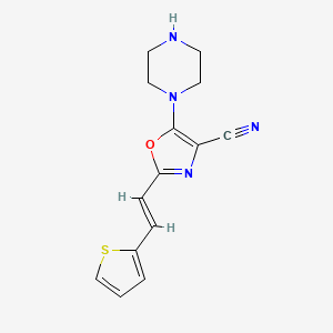 molecular formula C14H14N4OS B11329567 5-(piperazin-1-yl)-2-[(E)-2-(thiophen-2-yl)ethenyl]-1,3-oxazole-4-carbonitrile 