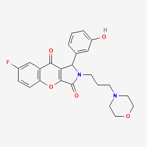 molecular formula C24H23FN2O5 B11329594 7-fluoro-1-(3-hydroxyphenyl)-2-[3-(morpholin-4-yl)propyl]-1H,2H,3H,9H-chromeno[2,3-c]pyrrole-3,9-dione 