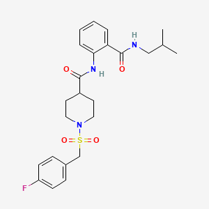 molecular formula C24H30FN3O4S B11329604 1-[(4-fluorobenzyl)sulfonyl]-N-{2-[(2-methylpropyl)carbamoyl]phenyl}piperidine-4-carboxamide 