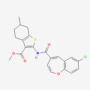 molecular formula C22H20ClNO4S B11329639 Methyl 2-{[(7-chloro-1-benzoxepin-4-yl)carbonyl]amino}-6-methyl-4,5,6,7-tetrahydro-1-benzothiophene-3-carboxylate 