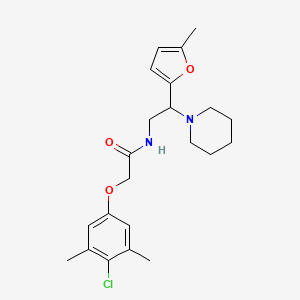 2-(4-chloro-3,5-dimethylphenoxy)-N-[2-(5-methylfuran-2-yl)-2-(piperidin-1-yl)ethyl]acetamide