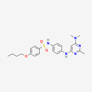 molecular formula C23H29N5O3S B11329684 4-butoxy-N-(4-((6-(dimethylamino)-2-methylpyrimidin-4-yl)amino)phenyl)benzenesulfonamide 