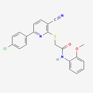 2-{[6-(4-chlorophenyl)-3-cyanopyridin-2-yl]sulfanyl}-N-(2-methoxyphenyl)acetamide