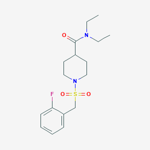 molecular formula C17H25FN2O3S B11329691 N,N-diethyl-1-[(2-fluorobenzyl)sulfonyl]piperidine-4-carboxamide 