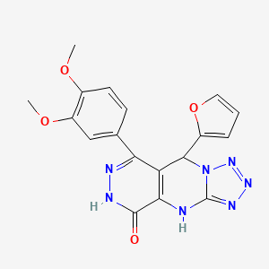 10-(3,4-dimethoxyphenyl)-8-(furan-2-yl)-2,4,5,6,7,11,12-heptazatricyclo[7.4.0.03,7]trideca-1(9),3,5,10-tetraen-13-one