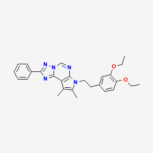 molecular formula C27H29N5O2 B11329712 4-[2-(8,9-Dimethyl-2-phenyl-7H-pyrrolo[3,2-E][1,2,4]triazolo[1,5-C]pyrimidin-7-YL)ethyl]-2-ethoxyphenyl ethyl ether 