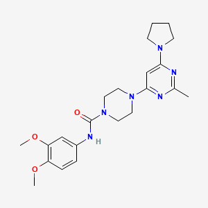 molecular formula C22H30N6O3 B11329719 N-(3,4-Dimethoxyphenyl)-4-[2-methyl-6-(pyrrolidin-1-YL)pyrimidin-4-YL]piperazine-1-carboxamide 