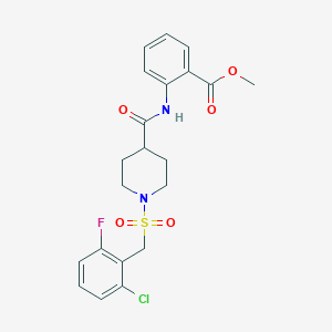 molecular formula C21H22ClFN2O5S B11329738 Methyl 2-[({1-[(2-chloro-6-fluorobenzyl)sulfonyl]piperidin-4-yl}carbonyl)amino]benzoate 