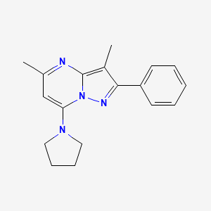 molecular formula C18H20N4 B11329769 3,5-Dimethyl-2-phenyl-7-pyrrolidin-1-ylpyrazolo[1,5-a]pyrimidine 