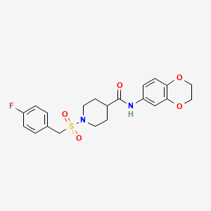 molecular formula C21H23FN2O5S B11329778 N-(2,3-dihydro-1,4-benzodioxin-6-yl)-1-[(4-fluorobenzyl)sulfonyl]piperidine-4-carboxamide 