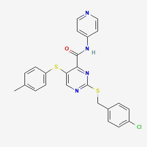 2-[(4-chlorobenzyl)sulfanyl]-5-[(4-methylphenyl)sulfanyl]-N-(pyridin-4-yl)pyrimidine-4-carboxamide