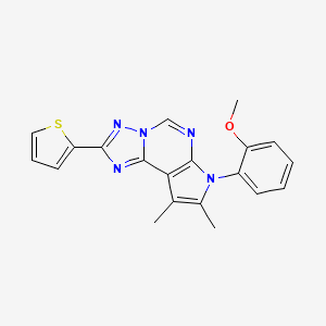 molecular formula C20H17N5OS B11329822 2-[8,9-Dimethyl-2-(2-thienyl)-7H-pyrrolo[3,2-E][1,2,4]triazolo[1,5-C]pyrimidin-7-YL]phenyl methyl ether 