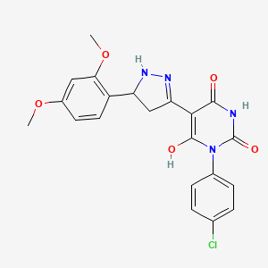 molecular formula C21H19ClN4O5 B11329828 (5Z)-3-(4-chlorophenyl)-5-[5-(2,4-dimethoxyphenyl)pyrazolidin-3-ylidene]-6-hydroxypyrimidine-2,4(3H,5H)-dione 