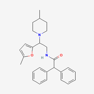 N-[2-(5-methylfuran-2-yl)-2-(4-methylpiperidin-1-yl)ethyl]-2,2-diphenylacetamide