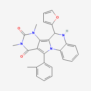 9-(furan-2-yl)-12,14-dimethyl-17-(2-methylphenyl)-1,8,12,14-tetrazatetracyclo[8.7.0.02,7.011,16]heptadeca-2,4,6,10,16-pentaene-13,15-dione