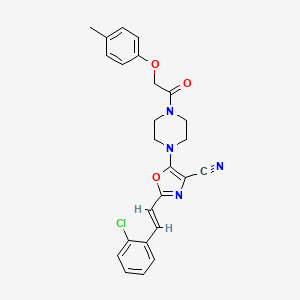 molecular formula C25H23ClN4O3 B11329891 2-[(E)-2-(2-chlorophenyl)ethenyl]-5-{4-[(4-methylphenoxy)acetyl]piperazin-1-yl}-1,3-oxazole-4-carbonitrile 