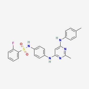 2-fluoro-N-(4-((2-methyl-6-(p-tolylamino)pyrimidin-4-yl)amino)phenyl)benzenesulfonamide