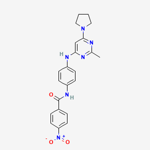 molecular formula C22H22N6O3 B11329944 N-(4-{[2-Methyl-6-(pyrrolidin-1-YL)pyrimidin-4-YL]amino}phenyl)-4-nitrobenzamide 