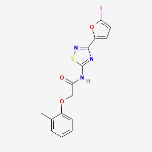 molecular formula C15H12IN3O3S B11329947 N-[3-(5-iodofuran-2-yl)-1,2,4-thiadiazol-5-yl]-2-(2-methylphenoxy)acetamide 