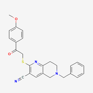 molecular formula C25H23N3O2S B11329976 6-Benzyl-2-{[2-(4-methoxyphenyl)-2-oxoethyl]sulfanyl}-5,6,7,8-tetrahydro-1,6-naphthyridine-3-carbonitrile 