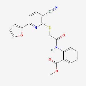 molecular formula C20H15N3O4S B11330017 Methyl 2-[({[3-cyano-6-(furan-2-yl)pyridin-2-yl]sulfanyl}acetyl)amino]benzoate 