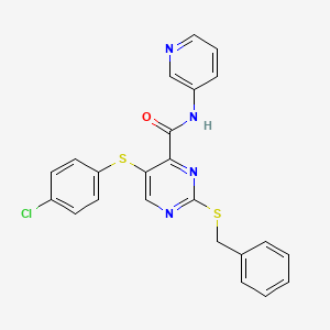 molecular formula C23H17ClN4OS2 B11330027 2-(benzylsulfanyl)-5-[(4-chlorophenyl)sulfanyl]-N-(pyridin-3-yl)pyrimidine-4-carboxamide 