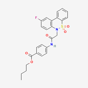 butyl 4-{[(9-fluoro-5,5-dioxido-6H-dibenzo[c,e][1,2]thiazin-6-yl)acetyl]amino}benzoate