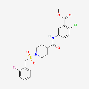 molecular formula C21H22ClFN2O5S B11330075 Methyl 2-chloro-5-[({1-[(2-fluorobenzyl)sulfonyl]piperidin-4-yl}carbonyl)amino]benzoate 