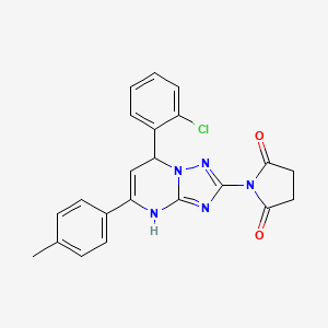 molecular formula C22H18ClN5O2 B11330089 1-[7-(2-Chlorophenyl)-5-(4-methylphenyl)-3,7-dihydro[1,2,4]triazolo[1,5-a]pyrimidin-2-yl]pyrrolidine-2,5-dione 