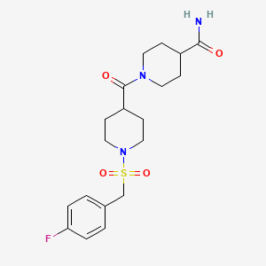 molecular formula C19H26FN3O4S B11330126 1-({1-[(4-Fluorobenzyl)sulfonyl]piperidin-4-yl}carbonyl)piperidine-4-carboxamide 