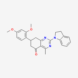 2-(2,3-dihydro-1H-indol-1-yl)-7-(2,4-dimethoxyphenyl)-4-methyl-7,8-dihydroquinazolin-5(6H)-one