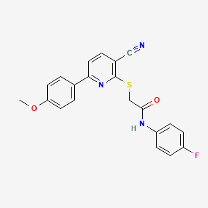 2-{[3-cyano-6-(4-methoxyphenyl)pyridin-2-yl]sulfanyl}-N-(4-fluorophenyl)acetamide