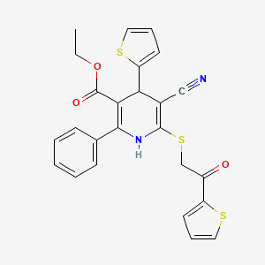 Ethyl 5-cyano-6-{[2-oxo-2-(thiophen-2-yl)ethyl]sulfanyl}-2-phenyl-4-(thiophen-2-yl)-1,4-dihydropyridine-3-carboxylate