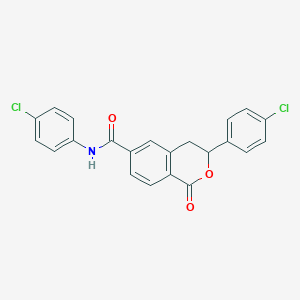 molecular formula C22H15Cl2NO3 B11330248 N,3-bis(4-chlorophenyl)-1-oxo-3,4-dihydro-1H-isochromene-6-carboxamide 