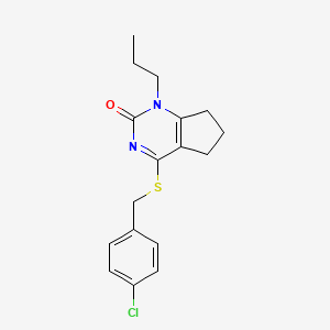 molecular formula C17H19ClN2OS B11330268 4-[(4-chlorobenzyl)sulfanyl]-1-propyl-1,5,6,7-tetrahydro-2H-cyclopenta[d]pyrimidin-2-one 