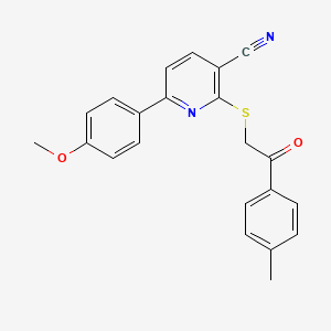 6-(4-Methoxyphenyl)-2-{[2-(4-methylphenyl)-2-oxoethyl]sulfanyl}pyridine-3-carbonitrile