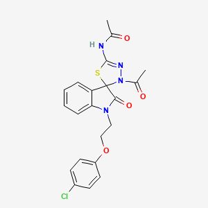 molecular formula C21H19ClN4O4S B11330423 N-{3'-acetyl-1-[2-(4-chlorophenoxy)ethyl]-2-oxo-1,2-dihydro-3'H-spiro[indole-3,2'-[1,3,4]thiadiazol]-5'-yl}acetamide 