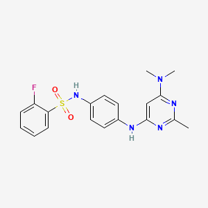 molecular formula C19H20FN5O2S B11330487 N-(4-((6-(dimethylamino)-2-methylpyrimidin-4-yl)amino)phenyl)-2-fluorobenzenesulfonamide 