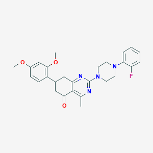 molecular formula C27H29FN4O3 B11330557 7-(2,4-dimethoxyphenyl)-2-[4-(2-fluorophenyl)piperazin-1-yl]-4-methyl-7,8-dihydroquinazolin-5(6H)-one 